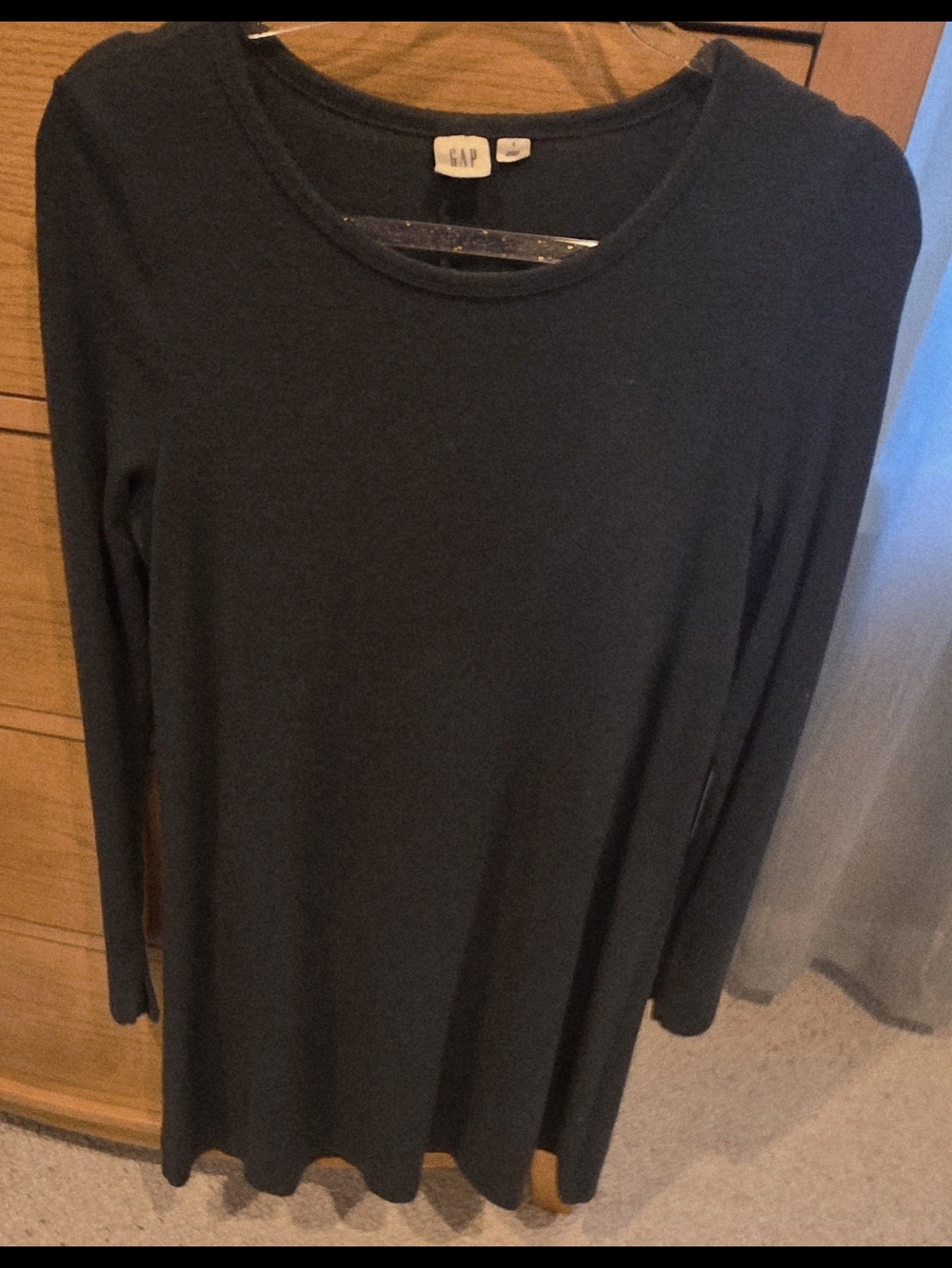 GAP Scoop Neck Long Sleeve Swing Knit Dress - Forest Green, Women's S